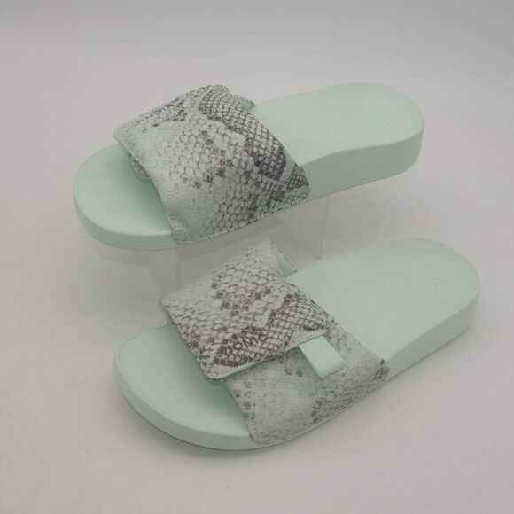 NEW Vionic Keira Women's 5 Orthotic Slide Sandals Green Snake Print Adjustable - Picture 2 of 10